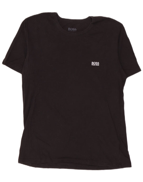 HUGO BOSS Mens T-Shirt Top Medium Black Cotton