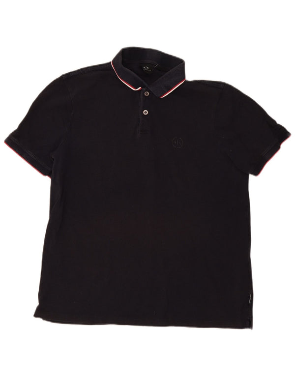 Armani Exchange Ανδρικό Πόλο Μπλουζάκι XL Μαύρο Βαμβακερό ριγέ