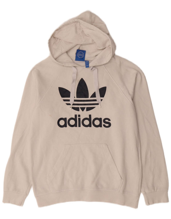 Adidas Mens Graphic Hoodie Jumper Small White Cotton