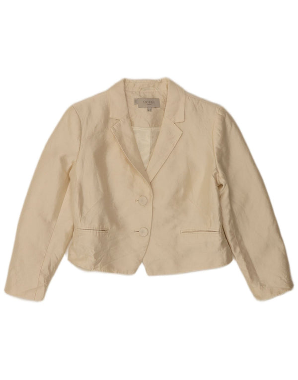 Hobbs Γυναικείο σακάκι σακάκι 2 κουμπιών Crop UK 10 Small Off White Wool