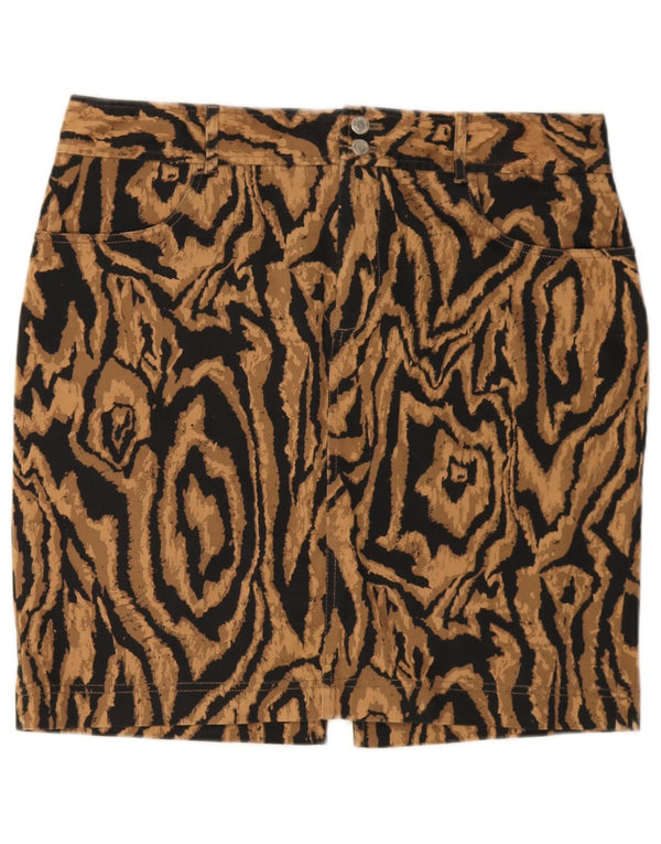 Chaps Γυναικεία Pencil Φούστα US 12 Large W34 Καφέ Βαμβακερή ζωική στάμπα