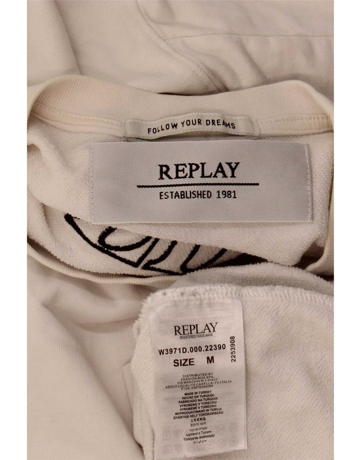 Replay Γυναικείο Γραφικό Φούτερ Jumper UK 14 Μεσαίο λευκό βαμβακερό
