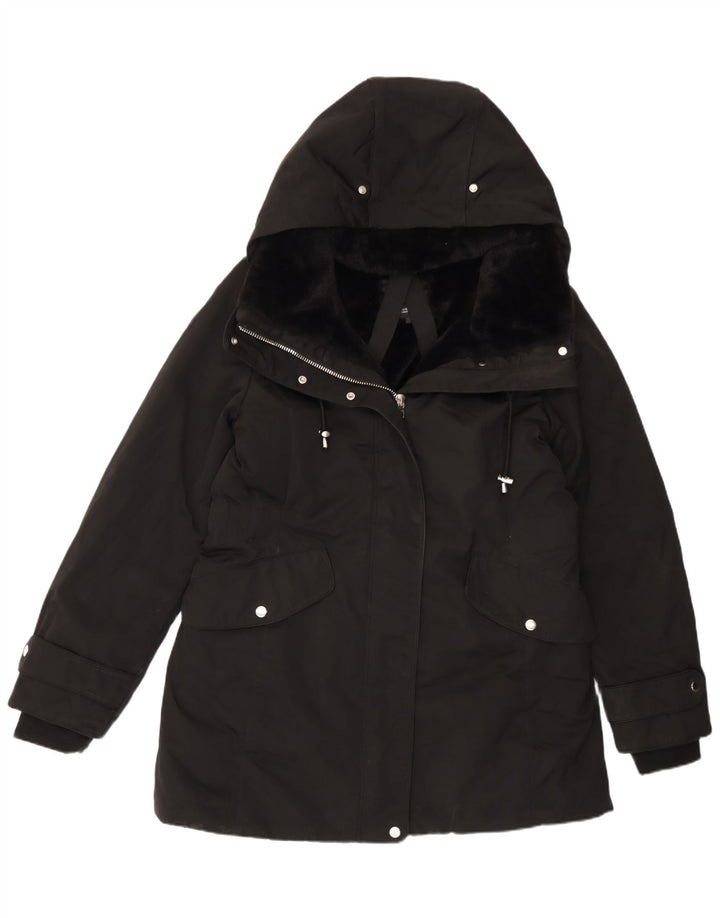 Zara Γυναικείο μπουφάν Parka με κουκούλα UK 18 XL Μαύρο Πολυεστέρας