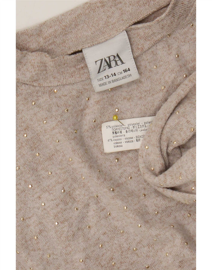 Zara Κοριτσίστικο τοπ μακρυμάνικο 13-14 ετών Μπεζ πολυεστέρας