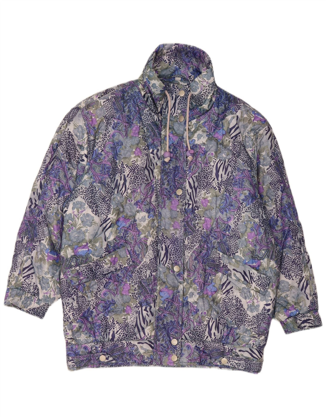 VINTAGE Γυναικείο Abstract Pattern Bomber Jacket UK 14 Medium πολύχρωμο
