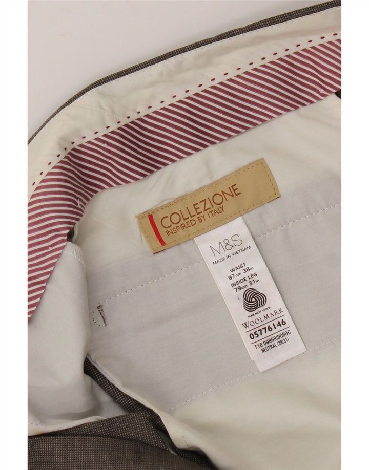 MARKS & SPENCER Ανδρικό ίσιο παντελόνι W38 L31 Καφέ μαλλί