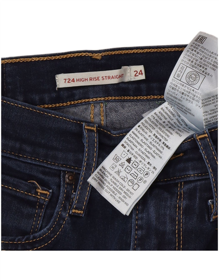 Γυναικείο Levi's 724 ψηλό ίσιο τζιν W24 L30 Μπλε βαμβακερό