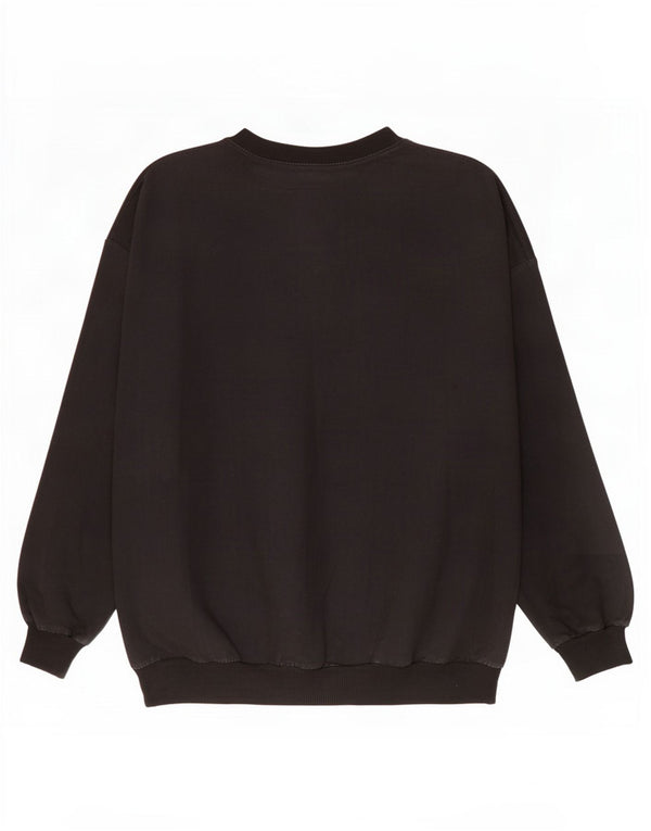 Vintage γυναικείο φούτερ μεγάλου μεγέθους Jumper UK 14 Μεσαίο μαύρο φλοράλ βαμβακερό
