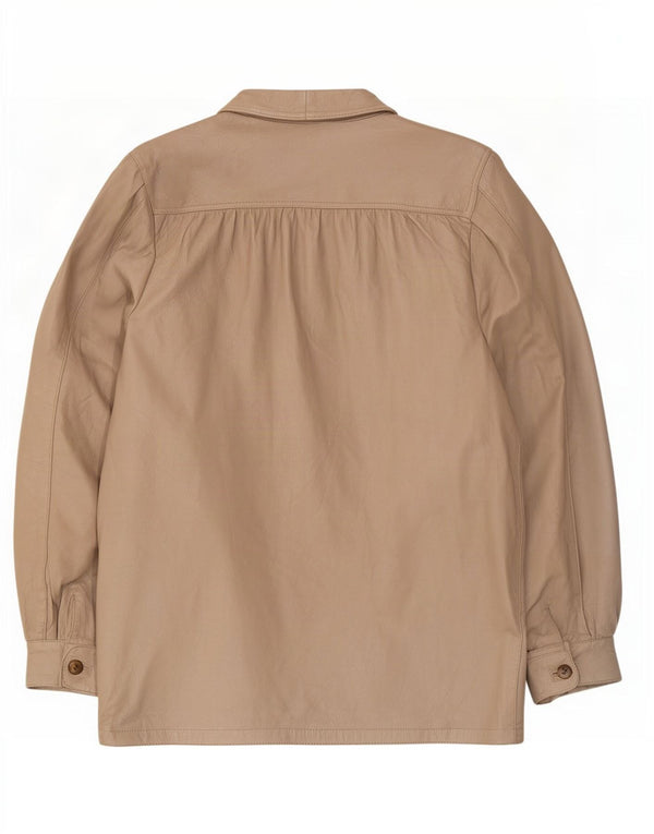 Lavorazione Artigiana Γυναικείο Δερμάτινο Μπουφάν UK 14 Medium Beige Animal Print