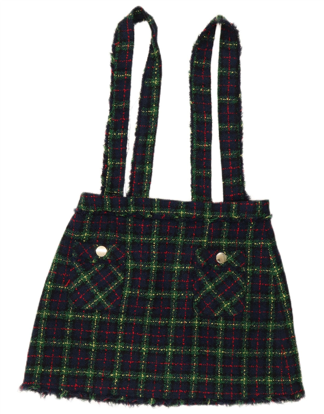 Zara Γυναικεία φούστα Dungarees Μεγάλη W34 Navy Blue Check