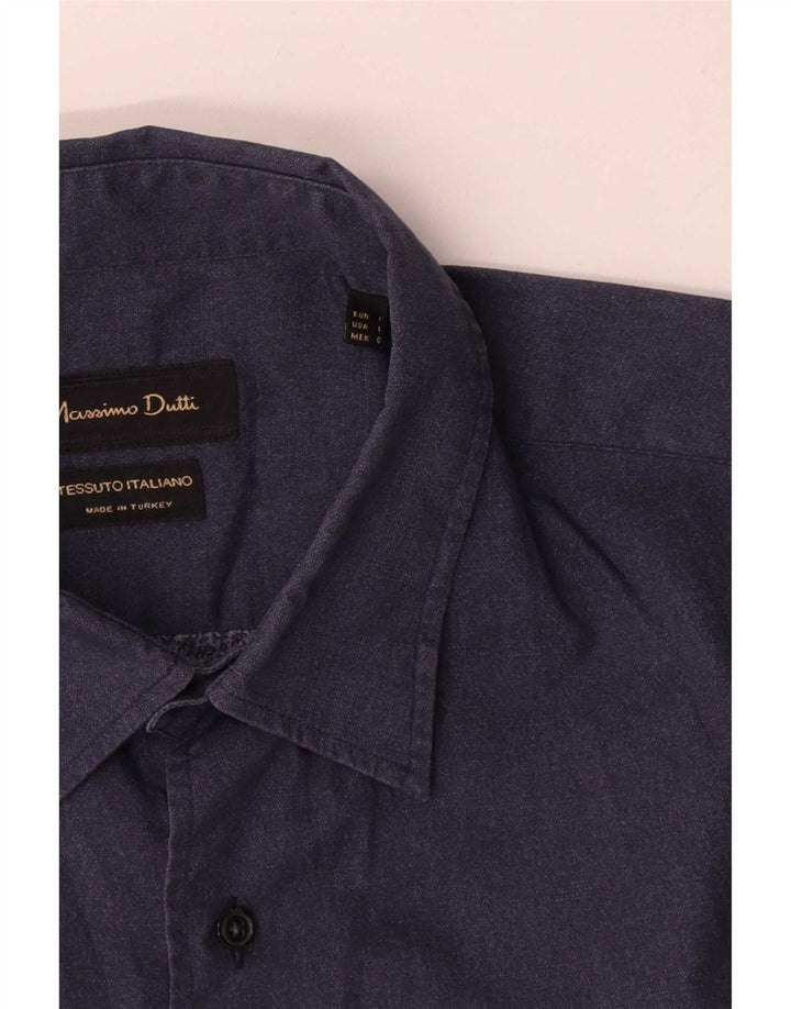 Ανδρικό πουκάμισο Massimo Dutti μεγάλο μπλε ναυτικό