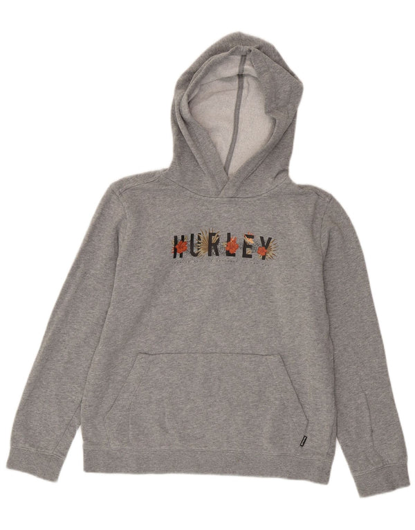 Hurley Γυναικείο Γραφικό Hoodie Jumper UK 14 Large Grey Cotton