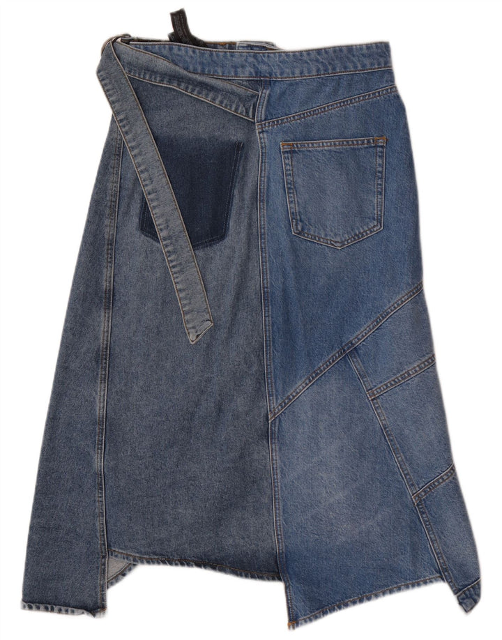 Zara Γυναικεία Ασύμμετρη Τζιν Φούστα Μικρή W26 Μπλε Βαμβακερό Patchwork