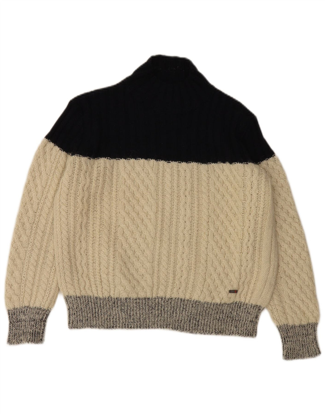 Slam γυναικείο πουλόβερ με λαιμό χελώνα UK 14 Medium Off White Colourblock