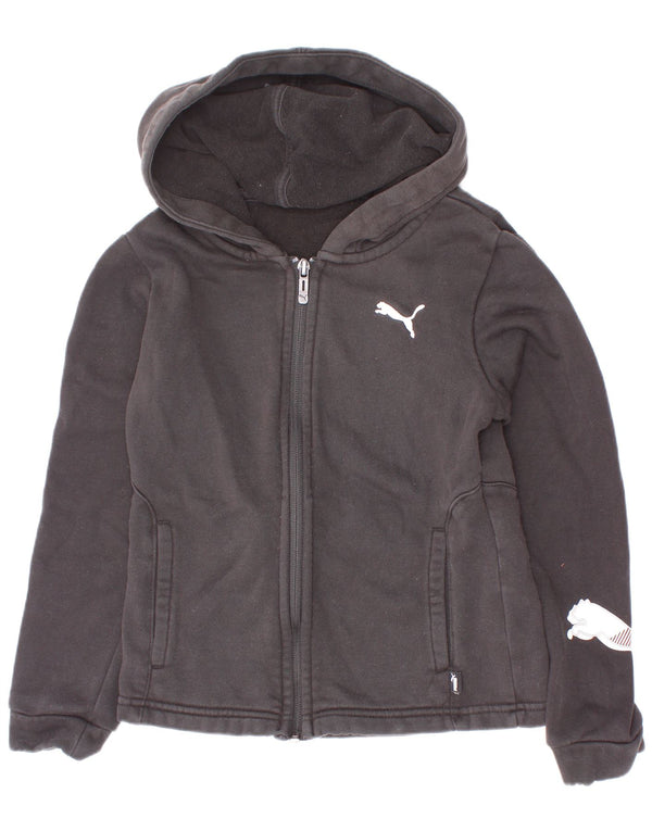 Πουλόβερ Puma Girls με κουκούλα με φερμουάρ 9-10 ετών μαύρο βαμβακερό