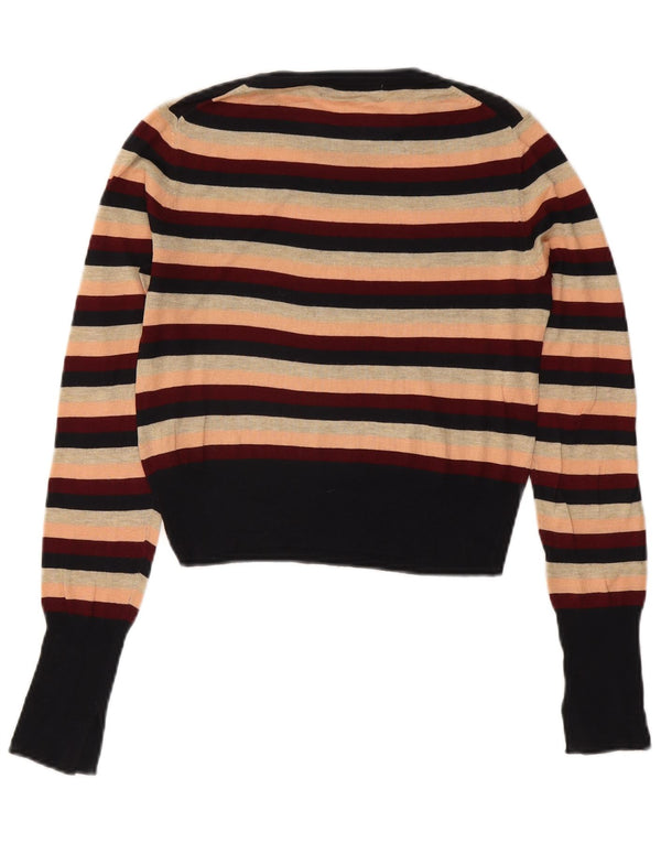 Zara γυναικείο πουλόβερ με λαιμόκοψη Crop UK 10 Small πολύχρωμο ριγέ