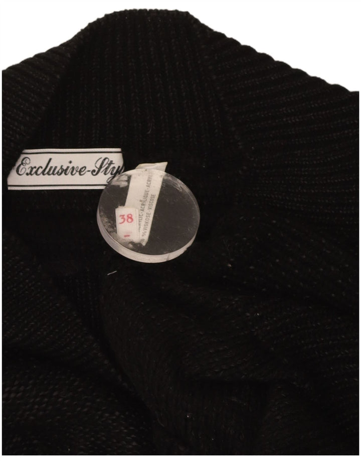 VINTAGE Womens Boat Neck Jumper Sweater EU 38 Medium Black Acrylic