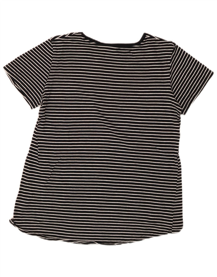 Zara Γυναικείο T-Shirt Top UK 10 Small Black ριγέ
