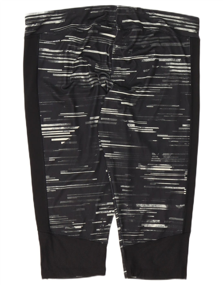Reebok γυναικεία κολάν Capri UK 24/26 2XL Μαύρο ριγέ πολυεστέρα