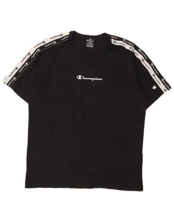 Ανδρικό γραφικό T-Shirt Champion Top Large Black Cotton Sports