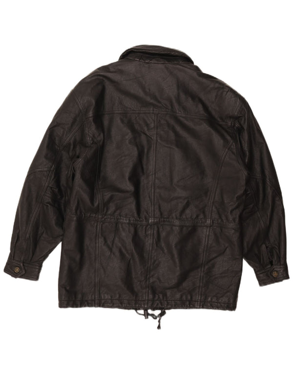 DON CAMILLO Mens Leather Jacket IT 48 Medium Black Leather