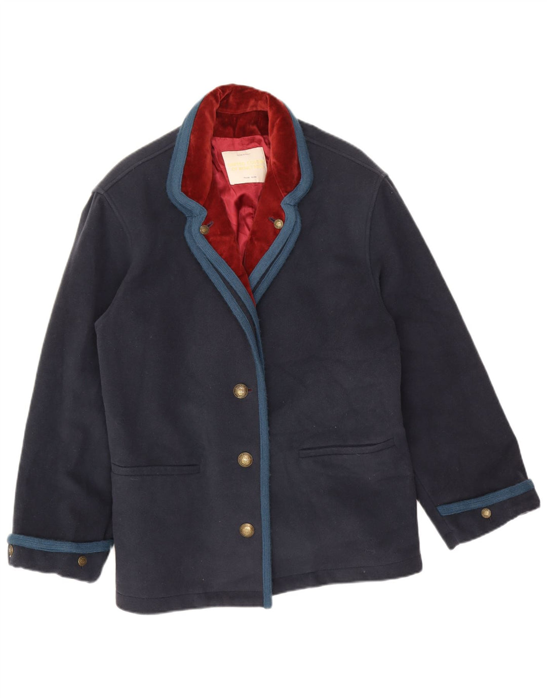 Benetton Γυναικείο Μπουφάν Blazer IT 46 Large Navy Blue Wool