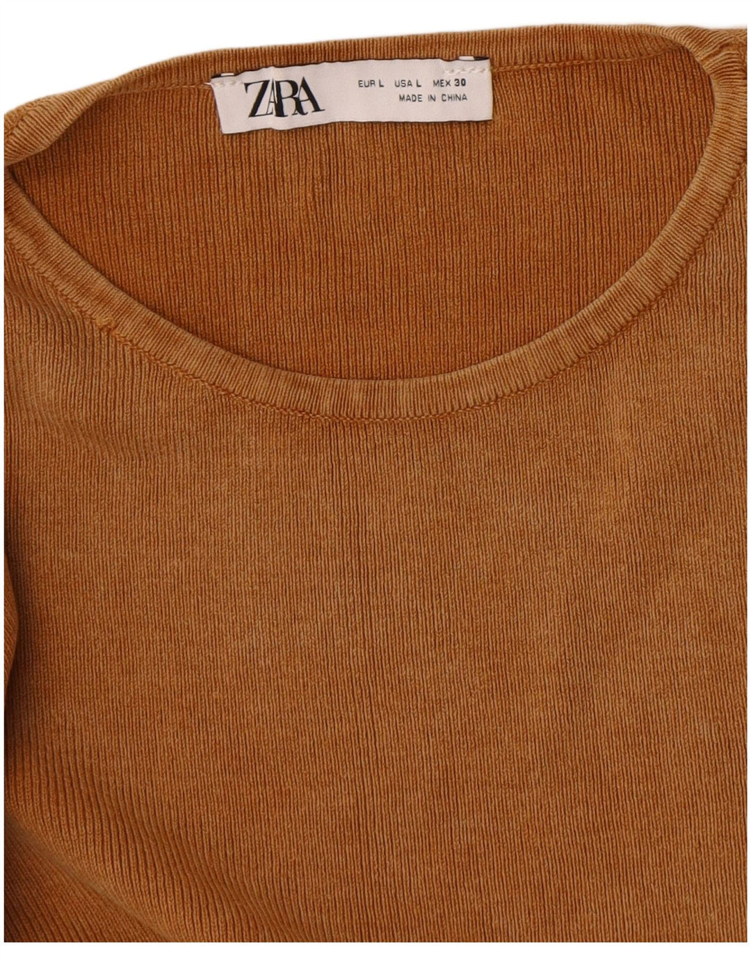Zara Γυναικείο Crop Top μακρυμάνικο UK 14 Large Beige