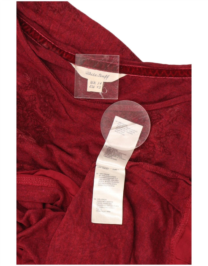 White Stuff Γυναικείο Crop Top μακρυμάνικο UK 14 Large Burgundy Floral Viscose