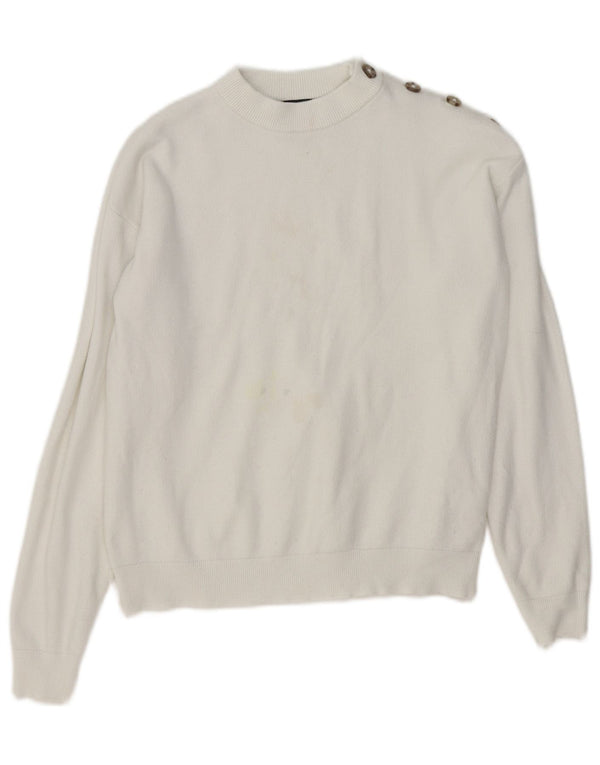 Marks & Spencer Γυναικείο πουλόβερ με λαιμόκοψη UK 10 Small White Viscose