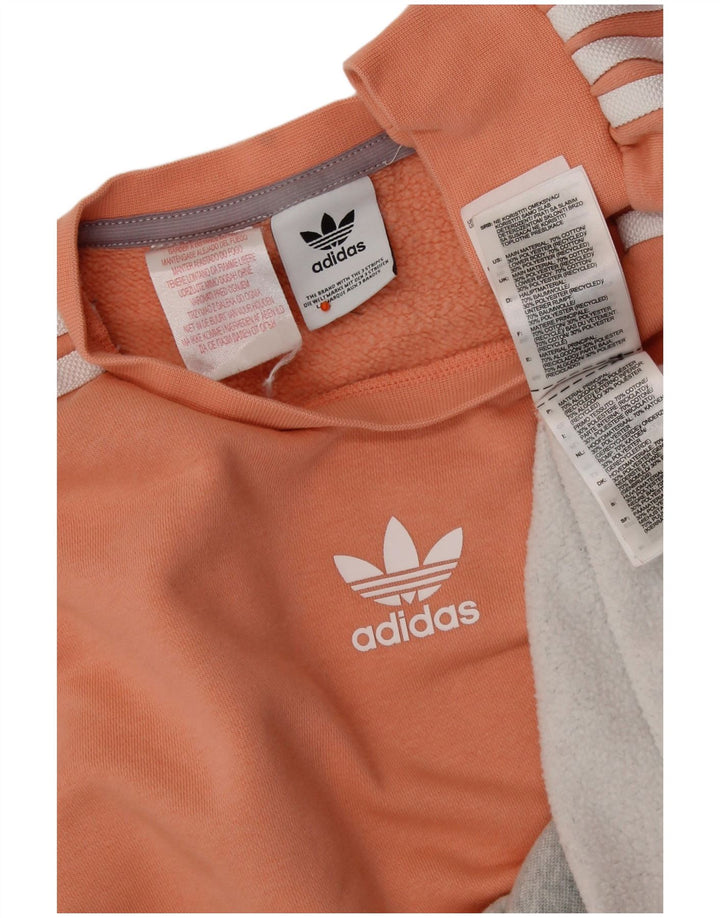 Γυναικείο φούτερ ADIDAS Jumper UK 12 μεσαίου πορτοκαλί χρώματος βαμβακερό
