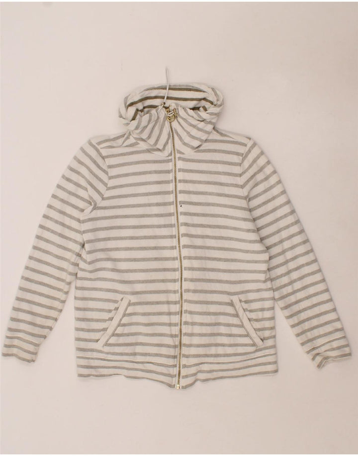 MICHAEL KORS Womens Tracksuit Top Jacket UK 14 Medium Grey Striped Cotton Vintage Michael Kors and Second-Hand Michael Kors from Messina Hembry 