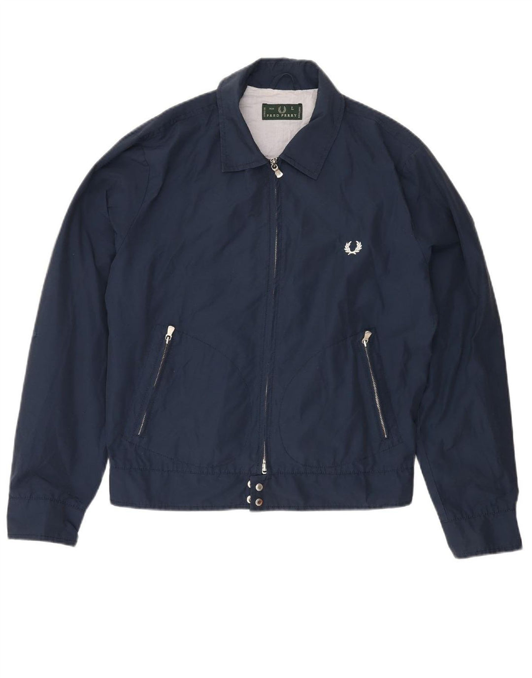 FRED PERRY Ανδρικό Bomber Jacket UK 40 Large Navy Blue Cotton