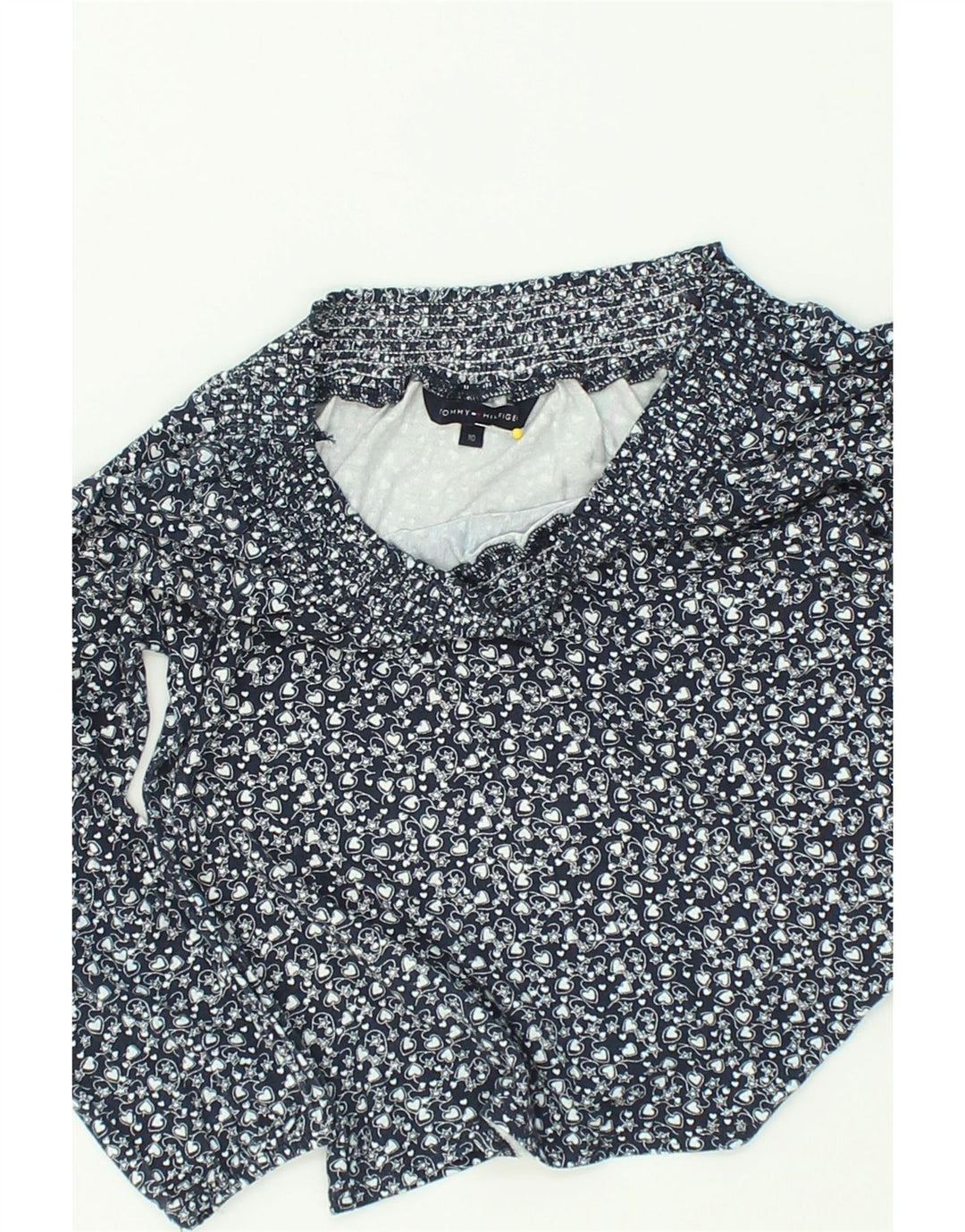 TOMMY HILFIGER Girls Long Sleeve Blouse Top 4-5 Years Navy Blue Viscose | Vintage Tommy Hilfiger | Thrift | Second-Hand Tommy Hilfiger | Used Clothing | Messina Hembry 