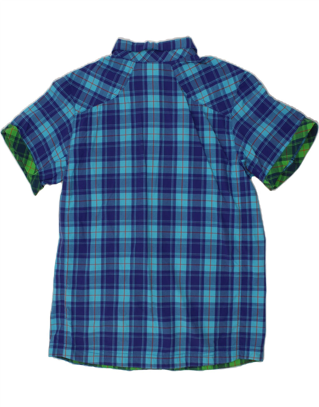ADIDAS Boys Short Sleeve Shirt 11-12 Years Blue Check Nylon Vintage Adidas and Second-Hand Adidas from Messina Hembry 