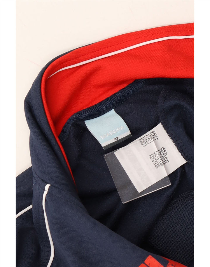 DIADORA Womens Tracksuit Top Jacket IT 42 Medium Navy Blue Colourblock Vintage Diadora and Second-Hand Diadora from Messina Hembry 