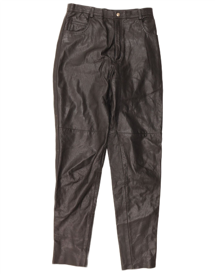 Γυναικείο ψηλόμεσο παντελόνι VINTAGE IT 46 μεγάλο W28 L32 μαύρο δέρμα