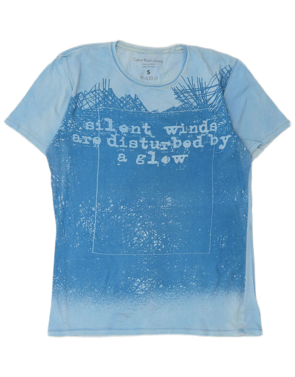 Γυναικείο γραφικό μπλουζάκι Calvin Klein Jeans Top UK 10 Small Blue βαμβακερό