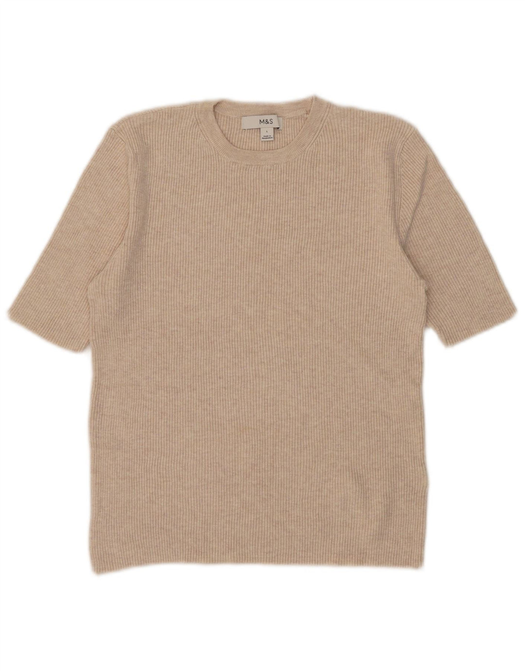 MARKS & SPENCER Γυναικείο T-Shirt Top UK 14 Large Beige Viscose