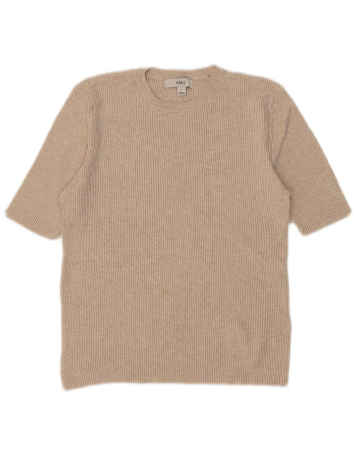 MARKS & SPENCER Γυναικείο T-Shirt Top UK 14 Large Beige Viscose