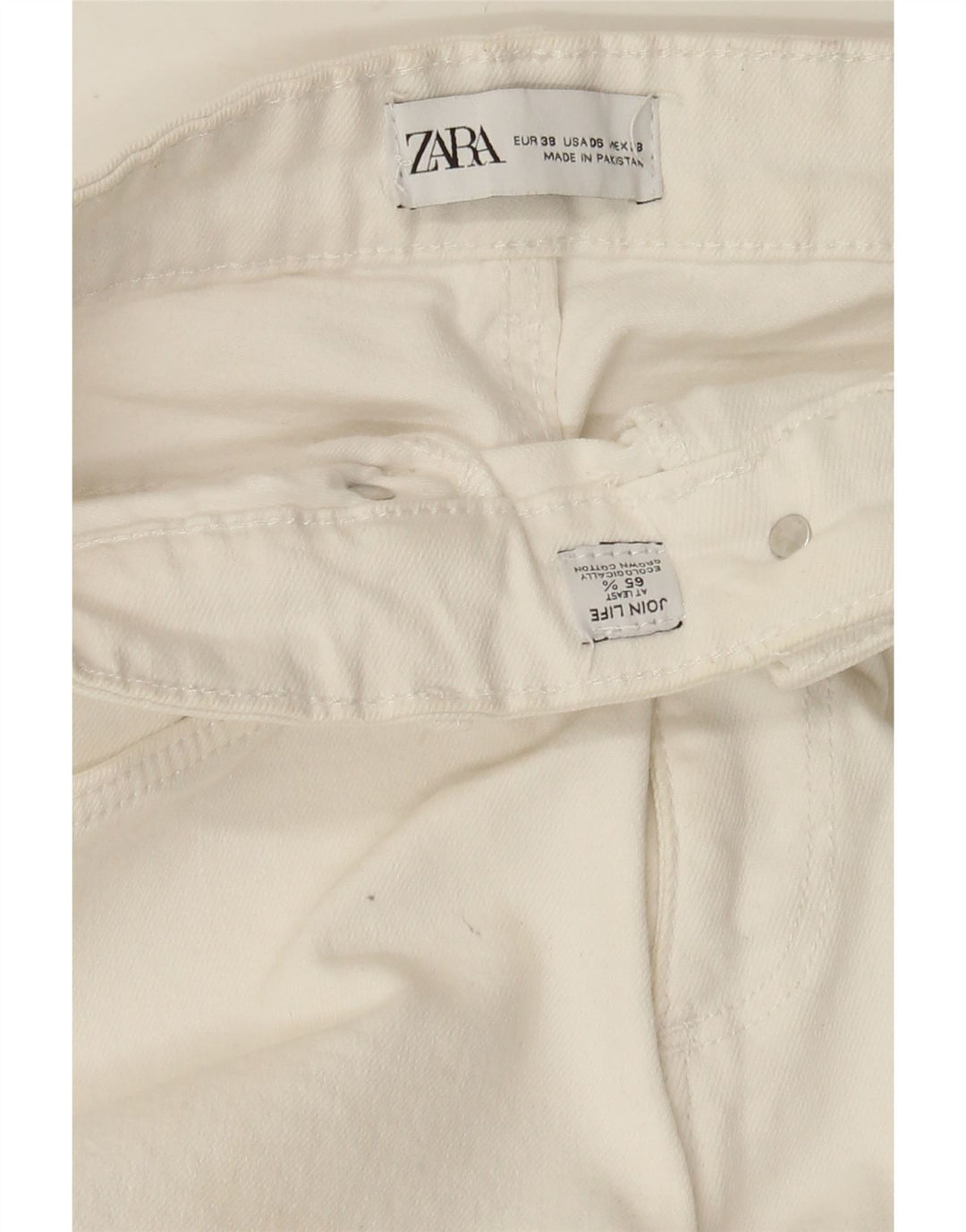 Zara Γυναικείο τζιν EU 38 Small W28 L26 Λευκό βαμβακερό