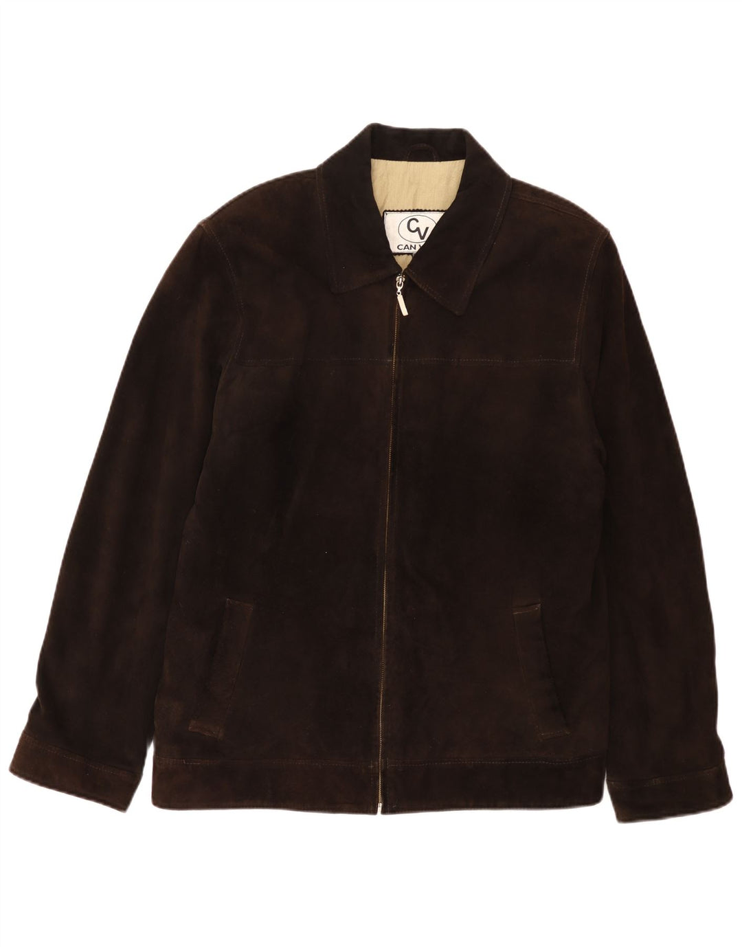 Vintage Ανδρικό Suede Bomber Jacket UK 40 Large Brown Δερμάτινο