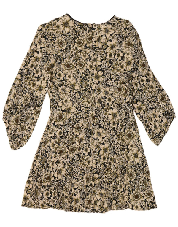 Zara Γυναικείο φόρεμα 3/4 με μανίκια A-line UK 14 Μεγάλο πολύχρωμο φλοράλ