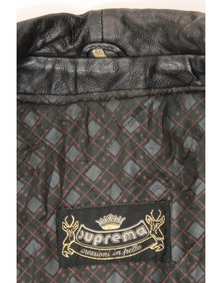 Suprema Ανδρικό Δερμάτινο Μπουφάν IT 48 Medium Black Leather