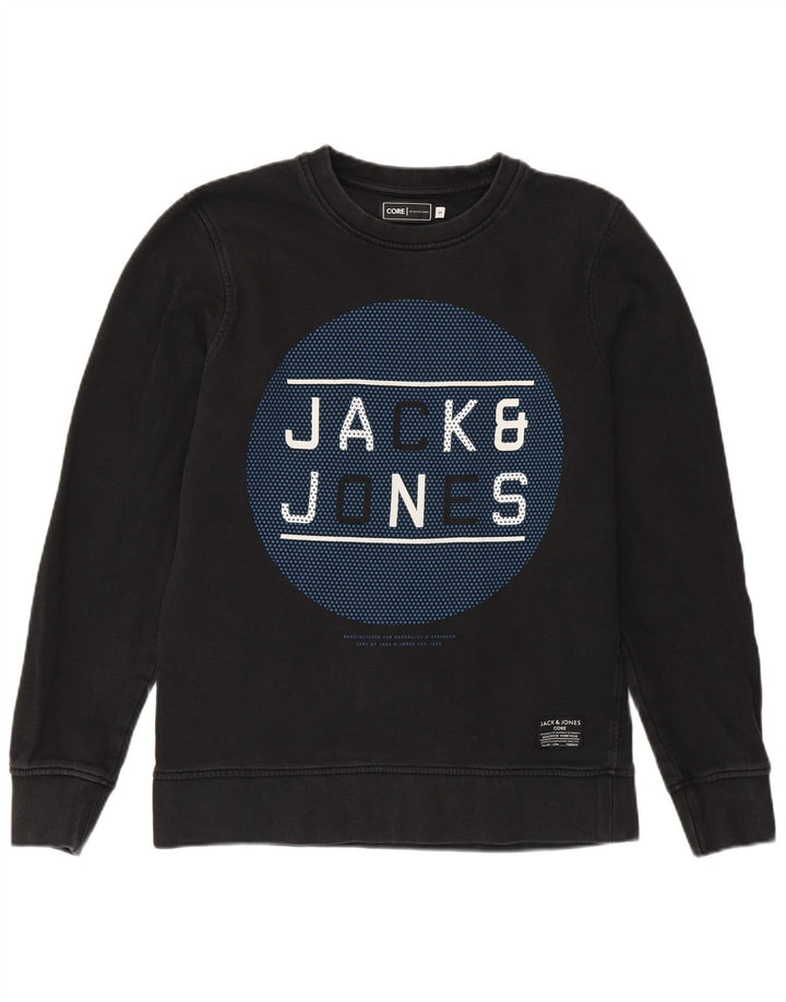 Jack & Jones Ανδρικό γραφικό φούτερ Jumper Μικρό μαύρο βαμβακερό
