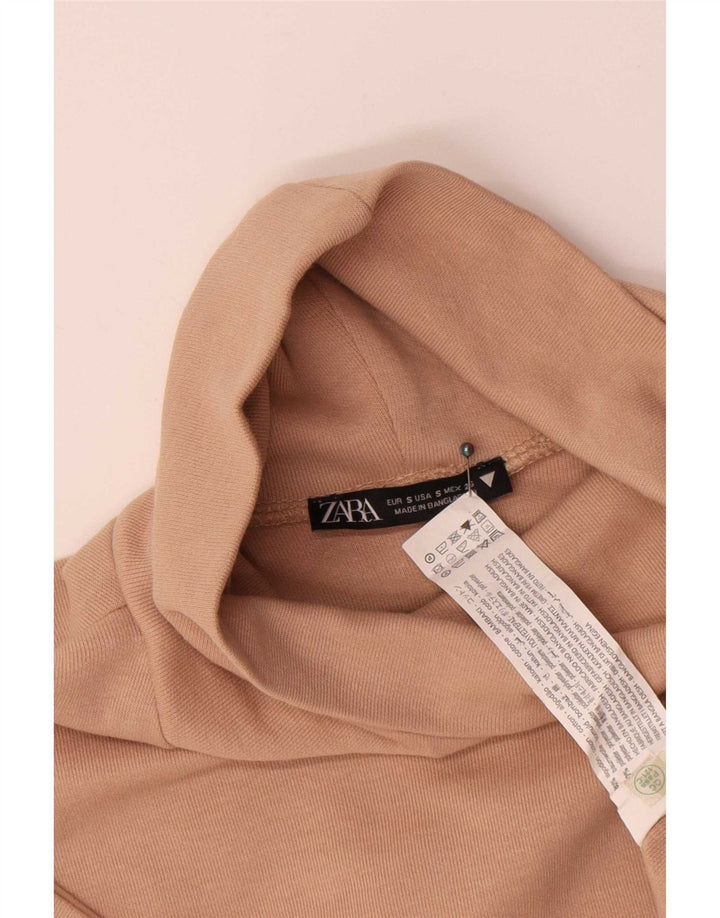 Zara Γυναικείο φόρεμα Shift UK 10 Small Beige Βαμβακερό
