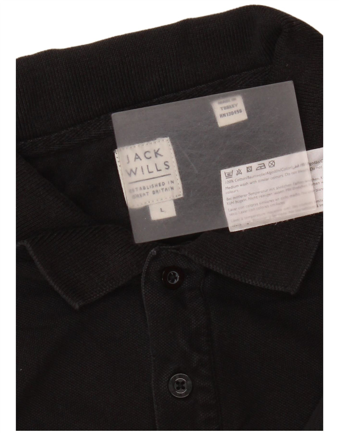 Jack Wills Ανδρικό Πόλο Μπλουζάκι μεγάλο μαύρο βαμβακερό