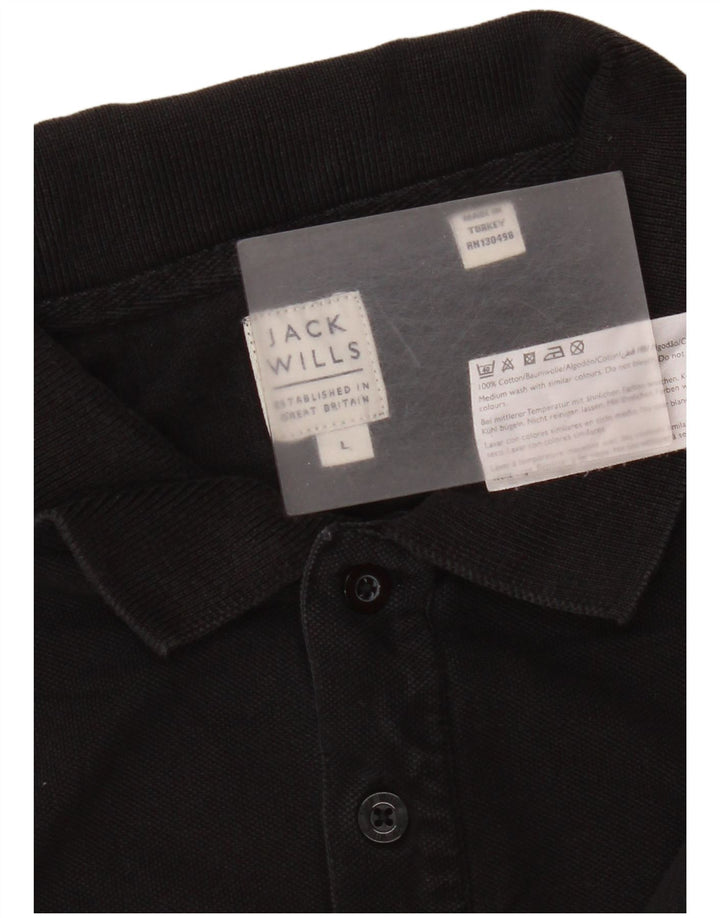 Jack Wills Ανδρικό Πόλο Μπλουζάκι μεγάλο μαύρο βαμβακερό