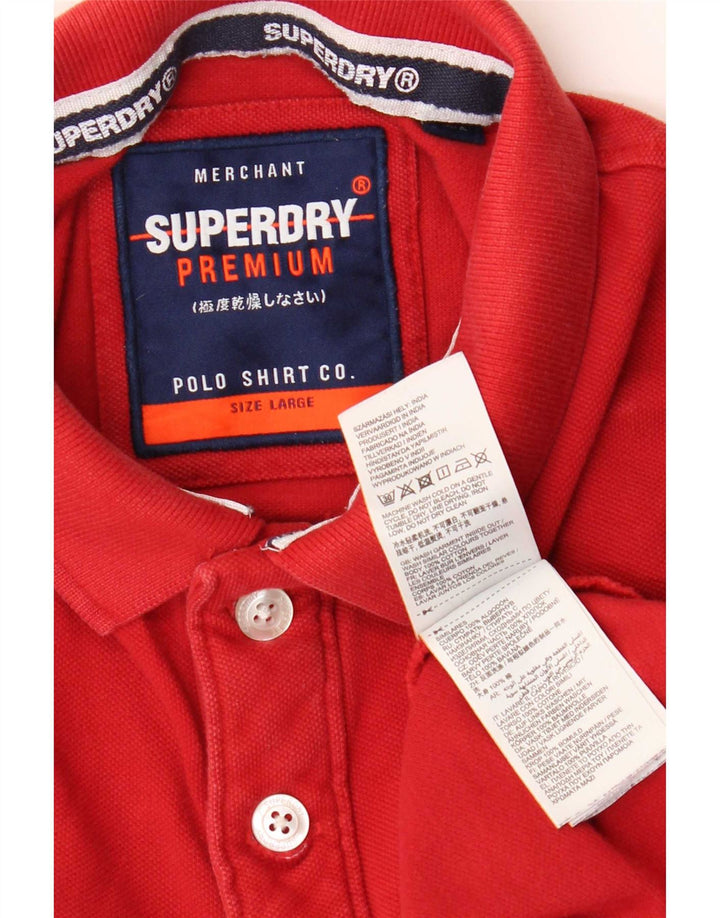 Ανδρικό γραφικό πόλο μπλουζάκι Superdry, μεγάλο κόκκινο βαμβακερό