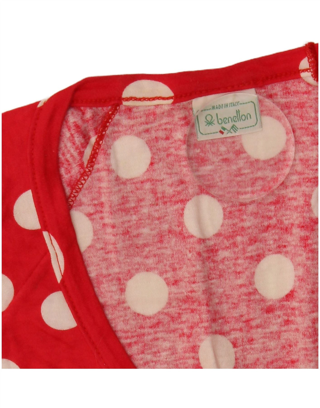 BENETTON Γυναικείο τοπ 3/4 μανίκι 3/4 UK 10 Small Red πουά