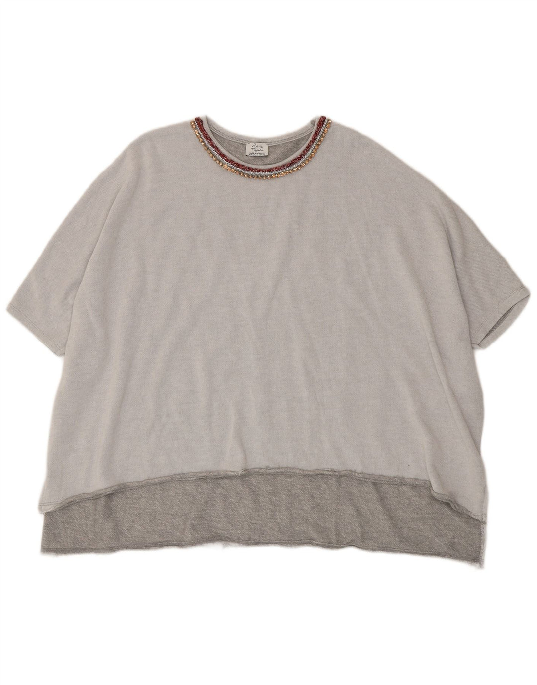 Zara γυναικείο μπλουζάκι Trafaluc Oversized Top UK 14 Medium Grey Polyester